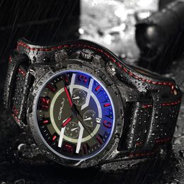 2020 CRRJU Men Six-pin Chronograph Sport Quartz Watches Male Fashion Gift Wristwatch with Leather Strap Military Clock erkek saatl2694