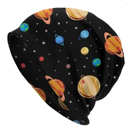 Berets Space Galaxy Universe Cute Planets Pattern Bonnet Femme Street Knitting Hat For Men Women Warm Winter Beanies Caps