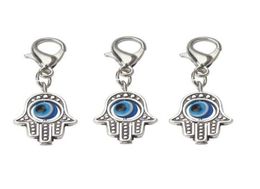 100Pcs Hamsa Hand Blue EVIL EYE Kabbalah Luck Charms lobster Clasp Dangle Charms For Jewelry Making findings3030083