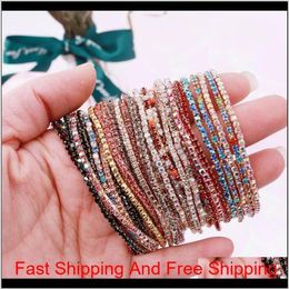 20Pcs Lot 7Inch Men'S Hip Hop Bracelet Tin Alloy Gold Silver Iced Rhinestone Crystal 1 Row Tennis Chain Bracelet Drop Shippin2169