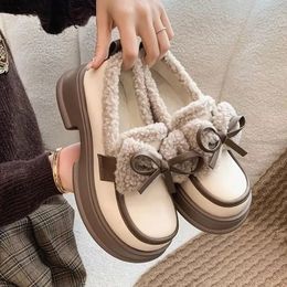 Dress Shoes High quality Women bow Designer Platform Round Toe Thick Sole Lazy Shoes Woman's British loafers Height Increase Single Shoes 231212