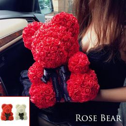 Artificial Flowers Roses Teddy Bear Girlfriend Anniversary Valentine's Day Gift Birthday Present For Wedding Party Decoration274R