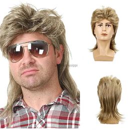 Cosplay Wigs Mullet Wigs for Men 70s 80s Costumes Mens Black Fancy Party Accessory Cosplay Hair Halloween WigL240124