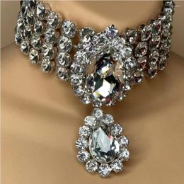 Anhänger Halsketten Böhmen Mehrschichtige Strass Übergroße Tropfen Choker Halskette Für Frauen Kristall Charme Große Kragen Schmuck