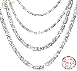 U7 Solid 925 Sterling Silver Chain for Men Women Teen Jewellery Italian FigaroCuban Curb Chains Layering Necklace SC289 2203264889648
