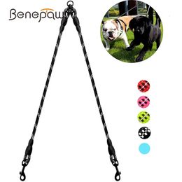 Dog Collars Leashes Benepaw Durable Double Dog Leash Coupler Reflective Strong Dual Pet Leash Lead 360° No Tangle For Small Medium Large Dogs 231212