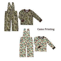 Clothing Sets Fall Long Sleeve Round Neck 2pcs Romper Camouflage Jumpsuit Toddler Girls Suit Lattice Outfits Boy 0 3 T Clothes Set 231211