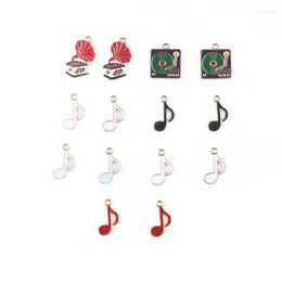 Charms 10pcs Cartoon Vintage Record Player Phonograph Colourful Note Charm DIY Earrings Necklace Crafts Jewellery Making Findings