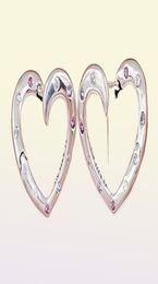 Studs Bright Hearts Hoop Earrings Royal Purple & Lilac Crystals & Clear Cz Authentic 925 Sterling Silver Fits European Andy Jewel 297231NRPMX2937448
