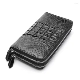 Wallets Men's Genuine Leather Double Pull Wallet High Quality Medium Long Leisure Clip Bag High-capacity Fashion Business Clutch Purse