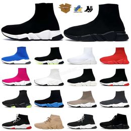 Paris shoes Sock Designer Shoes Speed Trainer Mens Shoes Plate-forme Sneakers Graffiti Black White Clear Sole Luxury Loafers Flat Plate-forme Boots Women