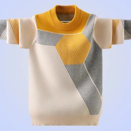 Пуловер Зимние хлопчатобумажные изделия Одежда Свитер для мальчика с круглым вырезом Пуловер Вязаный свитер Детская одежда Детский свитер сохраняет тепло 231212