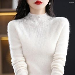 Women's Sweaters 2024 Korean Shiny Turtleneck Sweater Women Autumn Winter Long Sleeve Warm Woman Spring Fashion Knitted Pullover Tops Ladies