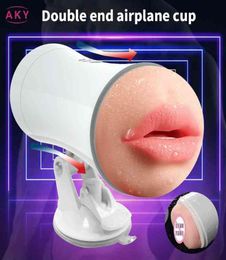 Nxy Sex Men Masturbators Hand Male Sucking Masturbation Cup Dual Heads Oral Real Blowjob Strong Suction Vibrating Masturbator 4328176