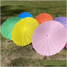 Umbrellas 60Cm Solid Colour Dance Paper Umbrella Painting Chinese Parasol Wedding Party Decoration Favours Classical Bh8545 Tqq Drop D Dhk97