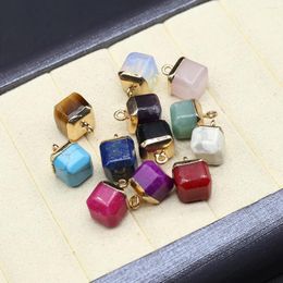 Pendant Necklaces 5pcs Natural Agate Block Shape Mix Colour Stone Charms For Making DIY Jewellery Earrings Necklace Accessory 10x16mm