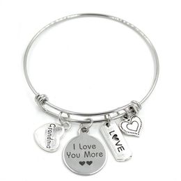 New Arrival Stainless Steel Bracelet Adjustable Wire Bangle Family Charms Bracelet Grandma Gifts Jewelry241v