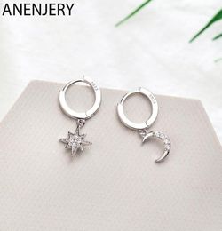 Hoop Huggie 925 Sterling Silver Fashion Zircon Moon Star Earrings For Women 2021 Christmas Gifts Jewellery SE13609590718