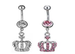 D0698 2 Colours Crown Clear Navel Belly Button Ring piercing body jewlery 1611589369914