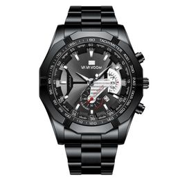 Good Quality Leisure Sport Luminous Pointer Stainless Steel Mens Watch Quartz Watches Calendar Smart Wristwatches VAVAVoom Brand288n
