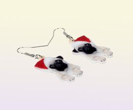 Dangle Chandelier Acrylic Christmas Sweet Pug Dog Earrings Drop Cute Pets Gift Women Girl Teens Kid Festival Charms Decoration B7918337