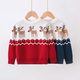 Pullover Christmas Blosy Boys Girl Sweter dzianinu bawełniane ubrania jesienne zima dzieci tysiące miękkie wełniane odzież dzianina 231212