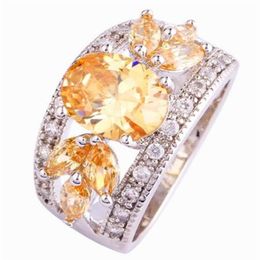 Handmade Fashion Champagne Morganite Silver Ring Size 7 8 9 10 11 12 plated Jewellery women whole229S