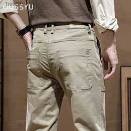 Men's Pants Autumn Winter 97% Cotton Cargo Pants Men Work Solid Color Wear Korean Jogger Khaki Thick Casual Trousers Plus Size 38 40L231212