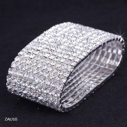 10 Rows White Rhinestone Bracelet Elastic Stretchy Wristband Bangle Party Wedding Bridal Jewellery ZAU10 5302c