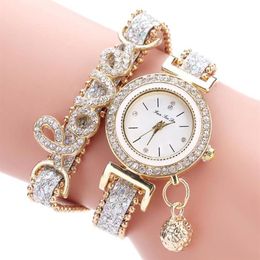 Wristwatches Fashion Women Multi-layer Bracelet Quartz Watch Alloy Crystal Love Letter Band Wristwatch Jewelry Gifts JRDH8893104