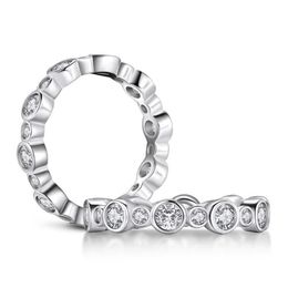 Cluster Rings 100% Pure 925 Sterling Silver CZ Zircon Finger Ring Row Drill Stackable Jewelry For Women Party Promise Wedding221s