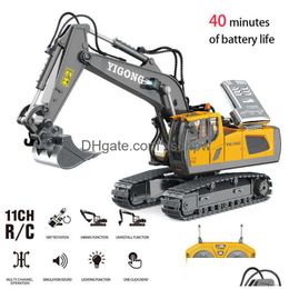 Electric/Rc Car Remote Control Excavator Bldozer Rc Toys Dump Truck Electric Engineering 2.4G High Tech Vehicle Model For Boys Gift Dhvs9