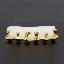 New Custom Fit Gold Color Hip Hop Teeth Drip Grillz Caps Lower Bottom Grill Silver Grills209E