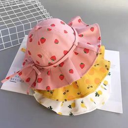 Hats Summer Baby Bucket Hat Flower Fruit Print Bowknot Kids Girls Sun Outdoor Infant Toddler Panama Beach Cap