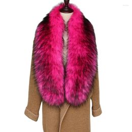 Scarves Women Super Luxury Fluffy Shawl Faux Raccoon Fur Collar 120 22cm Long Wrap Winter Warm Scarf Jackets Hood Trim