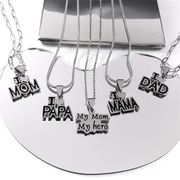 Pendant Necklaces I Love Dad Mom MAMA PAPA Chain Necklace For Women Men Stainless Steel Heart Family Christmas Gift Jewellery Collier