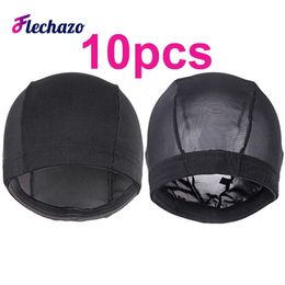 Wig Caps Elastic Mesh For Making Wigs Spandex Dome Cap Black Small Large Heads 21 23 25In Women Weave 10Pcs/lot 231211