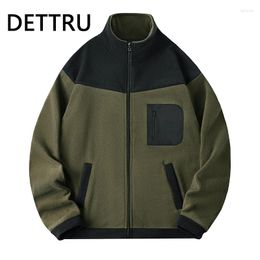 Men's Hoodies DETTRU Hip Hop Winter Men Fleece Jacket Fluffy Streetwear Harajuku Fuzzy Zipper Coat Autumn Solid Colour Lightweight Jackets