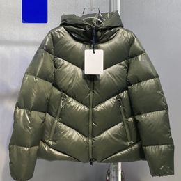 Men's Down Parkas women's hooded down jacket for winter Y2K Casual V lattice design loose Solid Colour Warm coat Keep out wind and snow 231213