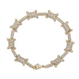style European Wire Bracelet Personality Cuban Chain 18K Gold Full Zircon Jewellery Bracelet Jewelry2873