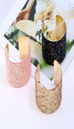 Whole fashion ins luxury designer geometric glittering sequins adjustable open cuff bangle bracelet for woman5863392