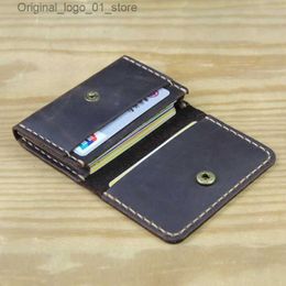 Money Clips Handmade Genuine Leather Card Wallet Leather Card Holder Men small Purse Credit ID card Holder Women Business Card case MC-412 Q231213