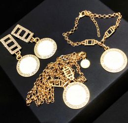 Fashion Gold necklace bracelet earrings for lady Women Party Wedding Lovers gift engagement Jewelry for Bride With BOX6056113