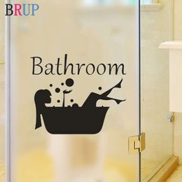 Bathroom Beauty Girl on the Bathtub Wall Stickers Art Design Stickers Home Decoration Wall Decals Glass Window Sticker Decor Pvc