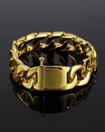 Mens 13mm 18K Gold Plated Zinc Alloy Cuban Link Bracelets 20cm Mens Bracelet Hip Hop Bracelet Fashion Jewelry Whos5405877