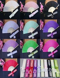 fashion engraved folding hand silk fan fold vintage fans with organza gift bag Customised wedding party Favours with gift box hh7196006531