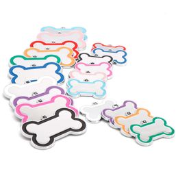 Dog Training Obedience Wholesale 100Pcs 10 Colourful Cute Engraved ID Tag Bone DIY Id Tags For Cat Personalised Collars Pet Accessories 231212