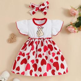 Girl Dresses Infant Baby Dress Born Valentine's Day Clothing Kids Girls Red Heart Print Sleeveless Princess Party Clothes Vestidos