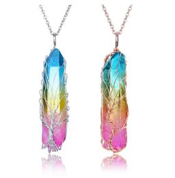Pendant Necklaces Natural Healing Crystal Stone Necklace Set Reiki Obsidian Clear Quartz His And Her Gemstone Couple Men Women Pro6466171
