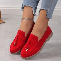 Slippers Wholesale Flexible Durable Knit Women's Flats Shoes Suede British Loafers Flat